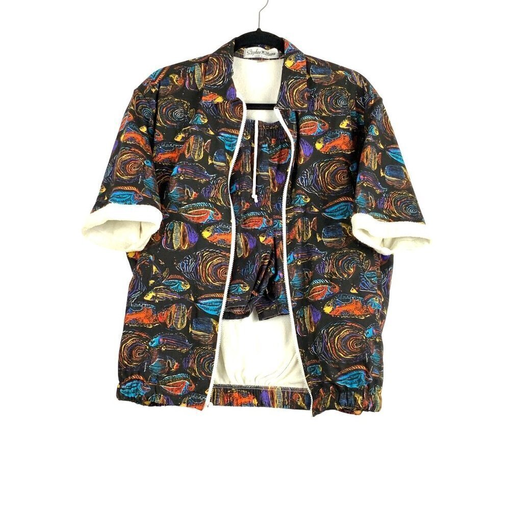 stephen williams 2 pc vintage shorts & jacket casual beach pool womens mens unis